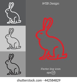 Web line icon. Hare, rabbit
