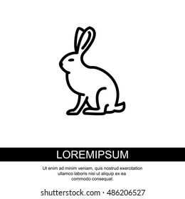 Web line icon. Hare, rabbit