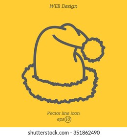 Web line icon. Hat Santa Claus