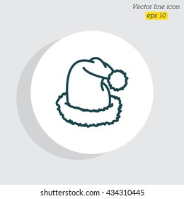 Web line icon. Hat Santa Claus