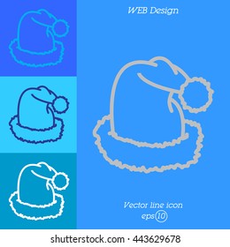 Web line icon. Hat Santa Claus