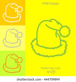 Web line icon. Hat Santa Claus