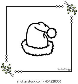 Web line icon. Hat Santa Claus