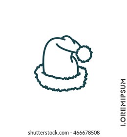 Web line icon. Hat Santa Claus