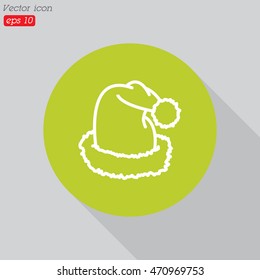 Web line icon. Hat Santa Claus