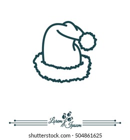 Web line icon. Hat Santa Claus