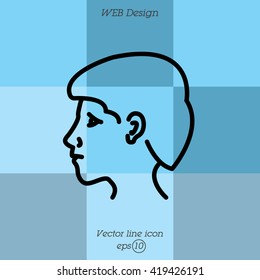 Web line icon. Head; man's head in profile
