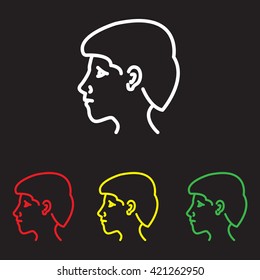 Web line icon. Head; man's head in profile