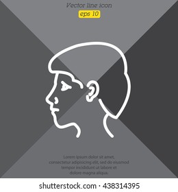 Web line icon. Head; man's head in profile