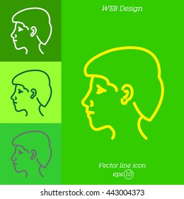Web line icon. Head; man's head in profile