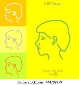 Web line icon. Head; man's head in profile