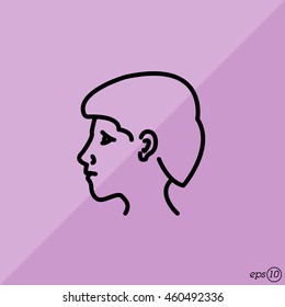 Web line icon. Head; man's head in profile
