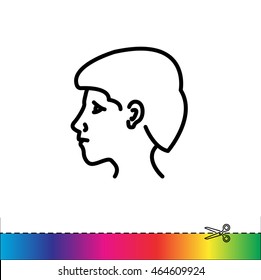 Web line icon. Head; man's head in profile