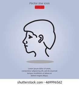 Web line icon. Head; man's head in profile