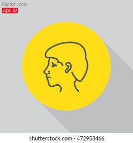 Web line icon. Head; man's head in profile