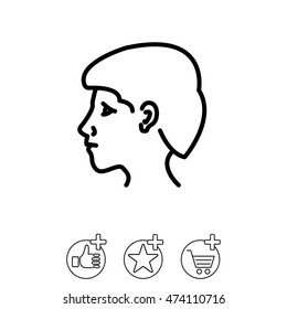 Web line icon. Head; man's head in profile
