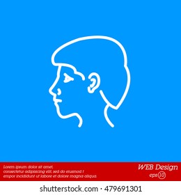 Web line icon. Head; man's head in profile