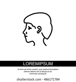 Web line icon. Head; man's head in profile