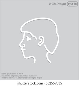 Web line icon. Head; man's head in profile