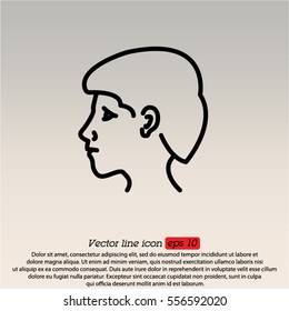 Web line icon. Head; man's head in profile