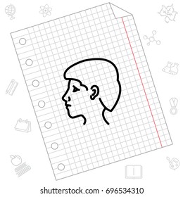 Web line icon. Head; man's head in profile