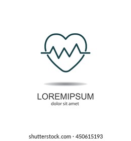 Web line icon. Heart cardiogram, heartbeat