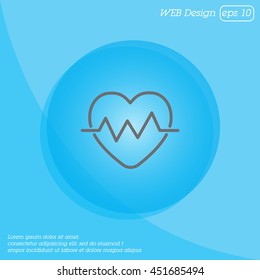 Web line icon. Heart cardiogram, heartbeat