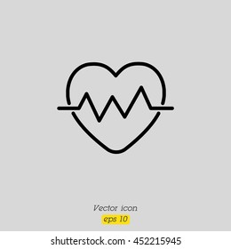 Web line icon. Heart cardiogram, heartbeat