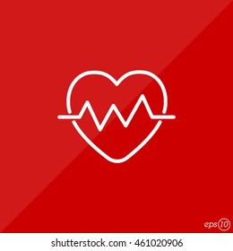 Web line icon. Heart cardiogram, heartbeat