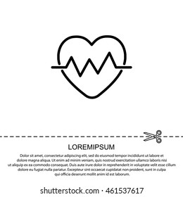 Web line icon. Heart cardiogram, heartbeat