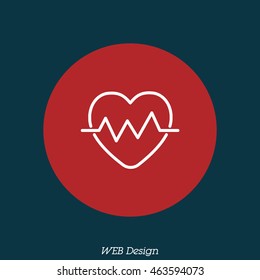 Web line icon. Heart cardiogram, heartbeat