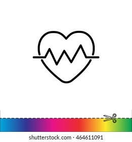 Web line icon. Heart cardiogram, heartbeat