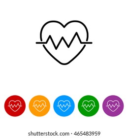 Web line icon. Heart cardiogram, heartbeat