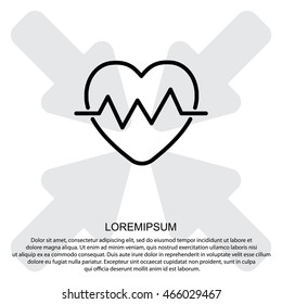 Web line icon. Heart cardiogram, heartbeat