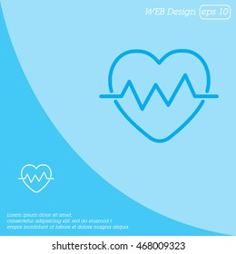 Web line icon. Heart cardiogram, heartbeat