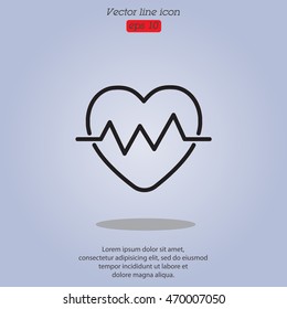 Web line icon. Heart cardiogram, heartbeat
