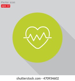 Web line icon. Heart cardiogram, heartbeat
