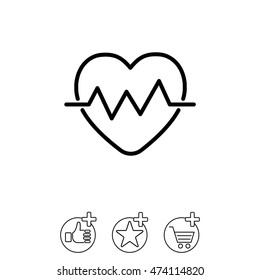 Web line icon. Heart cardiogram, heartbeat