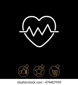Web line icon. Heart cardiogram, heartbeat