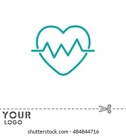 Web line icon. Heart cardiogram, heartbeat