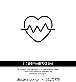 Web line icon. Heart cardiogram, heartbeat