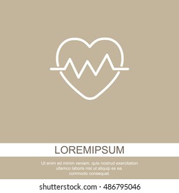 Web line icon. Heart cardiogram, heartbeat