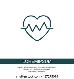Web line icon. Heart cardiogram, heartbeat