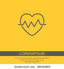 Web line icon. Heart cardiogram, heartbeat