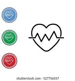 Web line icon. Heart cardiogram, heartbeat