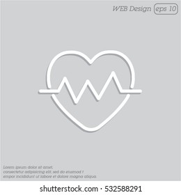 Web line icon. Heart cardiogram, heartbeat