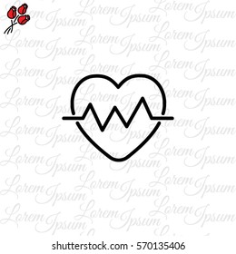Web line icon. Heart cardiogram, heartbeat