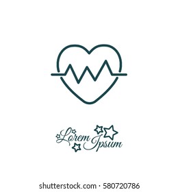 Web line icon. Heart cardiogram, heartbeat