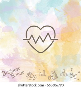 Web line icon. Heart cardiogram, heartbeat