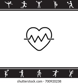 Web line icon. Heart cardiogram, heartbeat